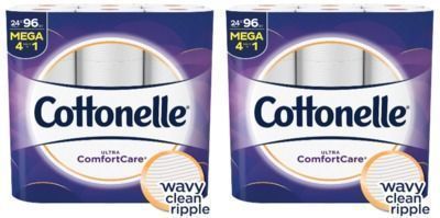 2x Cottonelle Ultra Comfortcare Toilet Paper, 24 Mega Rolls