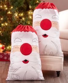 Sets of 2 Snowman or Santa Gift Sacks
