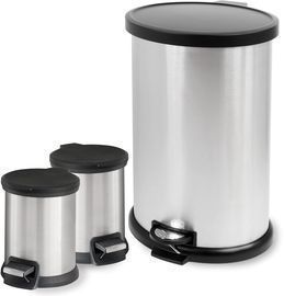 Mainstays 3pc. Stainless 1.3 Gal/8 Gal (3) Waste Can Combo