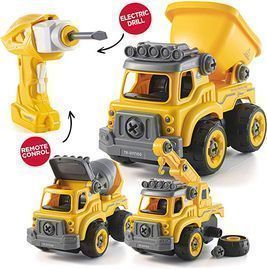 Top Race 3-1 RC Battery Powered DIY Construction Trucks Set