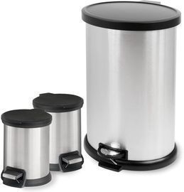 Mainstays 3-Piece Stainless Steel Waste Can Combo