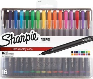 Sharpie Art Pens, 16ct Fine Point Assorted Colors, Hard Case