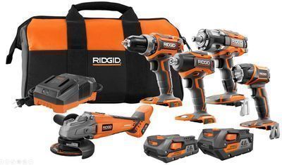 RIDGID 18V Lithium-Ion Cordless Brushless 5-Tool Combo Kit