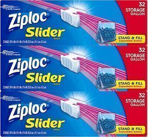 Ziploc Gallon Slider Storage Bags, 32 ct (Pack of 3)