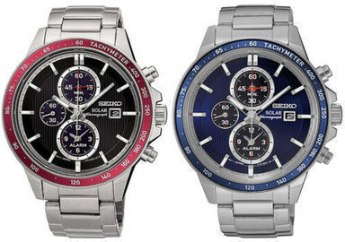 Seiko Men's Solar Chronograph Quartz Stainless Steel Watch