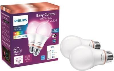 Philips Color & Tunable A19 Dimmable Smart Light Bulb 2-Pack
