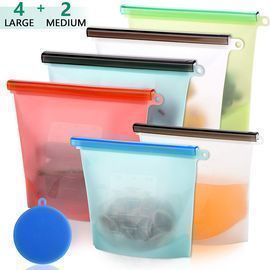 Broom Reusable Silicone Food Storage Bags 6-Pack