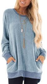 Beyove Women's Color Block Long Sleeve Pocket Sweatshirt