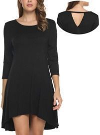ELESOL Women's 3/4 Sleeve Solid T-Shirt Dress
