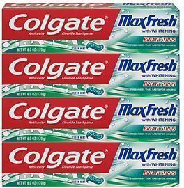 Colgate Max Fresh Whitening 6oz Toothpaste, Clean Mint, 4pk
