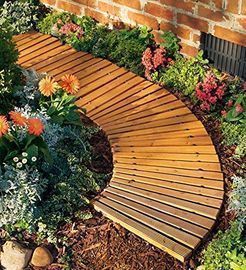 Plow and Hearth Roll Out Wooden Curved Garden Pathway