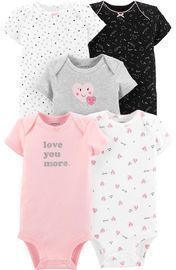 Baby Girls Carter's 5-pack Heart Original Bodysuits
