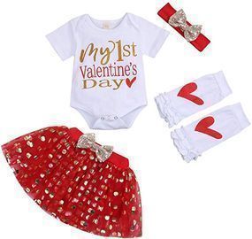 4pc Baby Girls My First Valentine Skirt Set