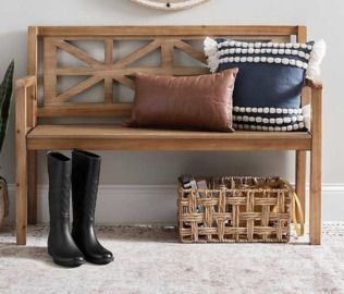 Brown Wooden Farmhouse Bench