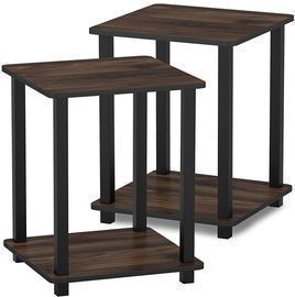 FURINNO Simplistic End Table, Columbia Walnut/Black