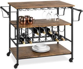 45 Industrial Wood Shelf Bar & Wine Cart