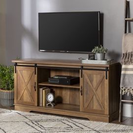 Manor Park Modern Farmhouse Sliding Barn Door TV Stand