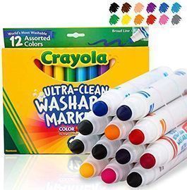 Crayola Ultra Clean Washable Markers, Broad Line, 12 Count