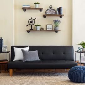 Faux Leather Convertible Futon Sofa Bed