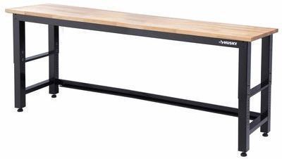 Husky 8 ft. Solid Wood Top Workbench