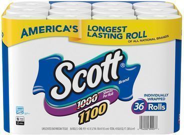 Scott 1100 Unscented Bath Tissue Bonus Pack 1ply 36 Rolls
