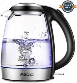 iFedio Electric Kettle 1.7L Cordless Glass Water Boiler with / Electric Teapot