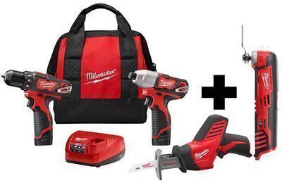 Milwaukee M12 12V Li-Ion Drill/Impact Driver 3-Tool Combo Kit + Free M12 Multi-Tool