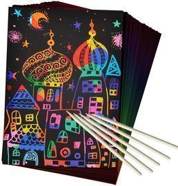 ZMLM 50 Piece Rainbow Magic Scratch Paper Set