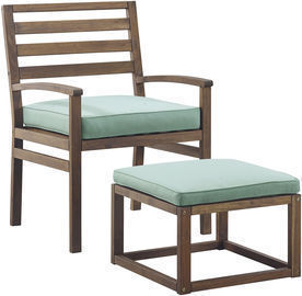 Manor Park Acacia Wood Outdoor Patio Chair & Pull Out Ottoman