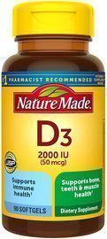 Nature Made 90 Count Vitamin D3 2000 IU (50 mcg) Softgels