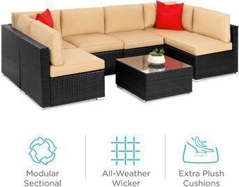 7-Piece Modular Wicker Sectional Conversation Set