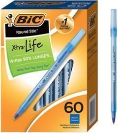 BIC Round Stic Xtra Life Ballpoint Pens - 60ct