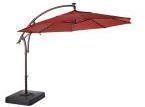 Hampton Bay 11 ft. LED Round Offset Outdoor Patio Umbrella, Chili Red