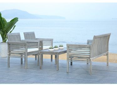 Glynn 4 Piece Sofa Seating Group with Cushions, Grey Wash