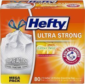 Hefty 80 Count Ultra Strong Tall Kitchen Trash Bags