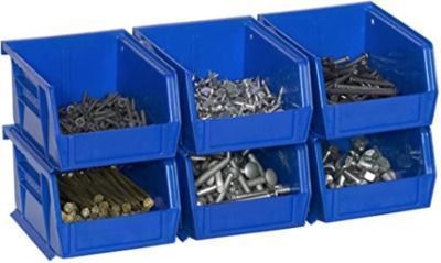 Akro-Mils Plastic Storage Bin Stacking Containers - Blue