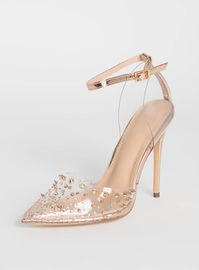 Studded Rose Gold Jeweled Clear Heels