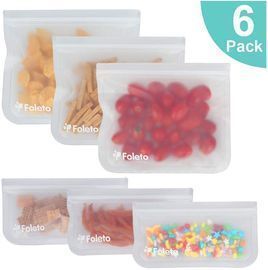 6 Pack Reusable Storage Bags Leakproof Easy Seal Ziplock Snack Bags