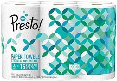 Presto! 6 Count Flex-a-Size Paper Towels, Huge Roll, 6 Count = 15 Regular Rolls