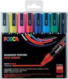 Posca PXPC5M8 Acrylic Paint Marker Set, Medium, Assorted