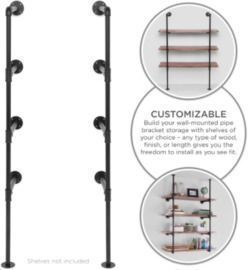 4-Tier Industrial Wall-Mounted Iron Pipe Bracket DIY Bookshelf Frame