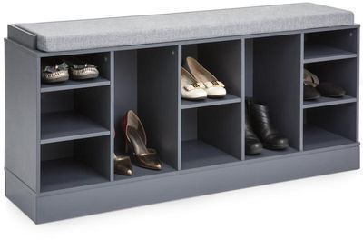 Shoe Storage Rack Bench w/ Padded Seat, 10 Cubbies