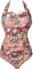 QZUnique Women's Retro Vintage One Piece Swimwear