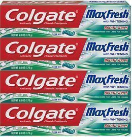 Colgate Max Fresh Whitening Toothpaste with Breath Strips (4-Pack)