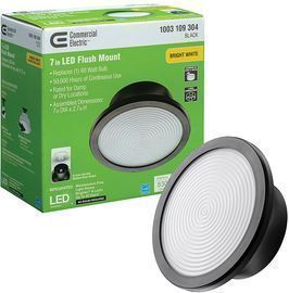 Commercial Electric Spin Light 7 Matte Black LED Flush Mount Ceiling Light