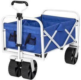 Best Choice Products Folding Collapsible Utility Wagon Cart w/ All-Terrain Wheels, Blue