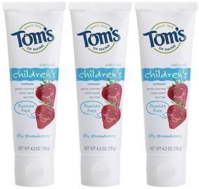 3pk Tom's of Maine Fluoride-Free Children's Toothpaste, Silly Strawberry