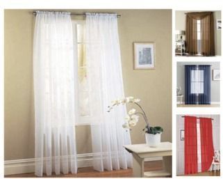 Jasmine Linen 2 pc Sheer Luxury Curtain Panel Set (White)