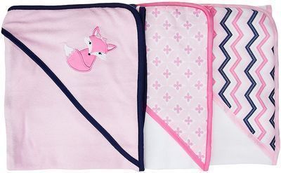 3 Pack of Luvable Friends Baby Cotton Terry Hooded Towels