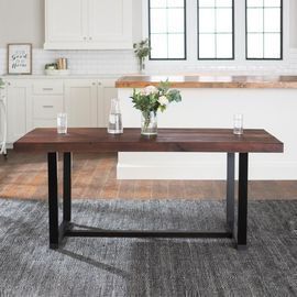 Walker Edison 72 Mahogany Industrial Farmhouse Dining Table